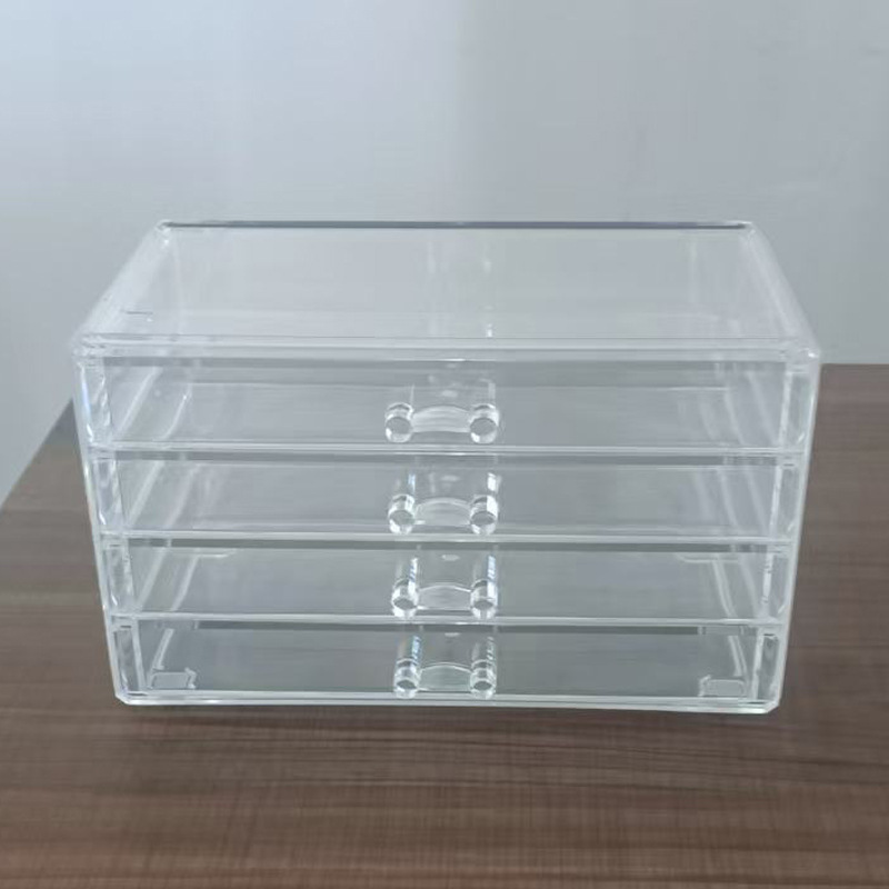 透明化妆品收纳盒4层4抽屉整理柜护肤品口红唇膏唇彩桌面收纳架