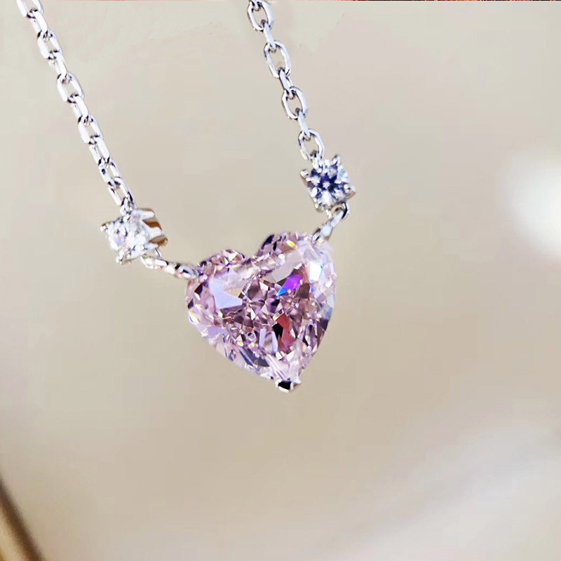 Sweet Heart Shape Copper Inlay Zircon Pendant Necklace 1 Piece display picture 2