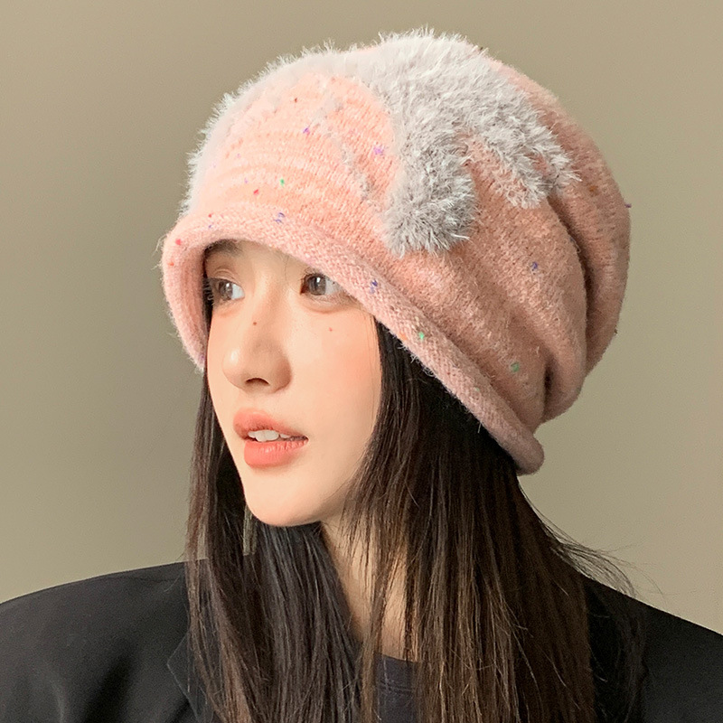 韩系可爱蝴蝶结针织毛线帽秋冬帽子女款保暖百搭堆堆帽显脸小冷帽|undefined