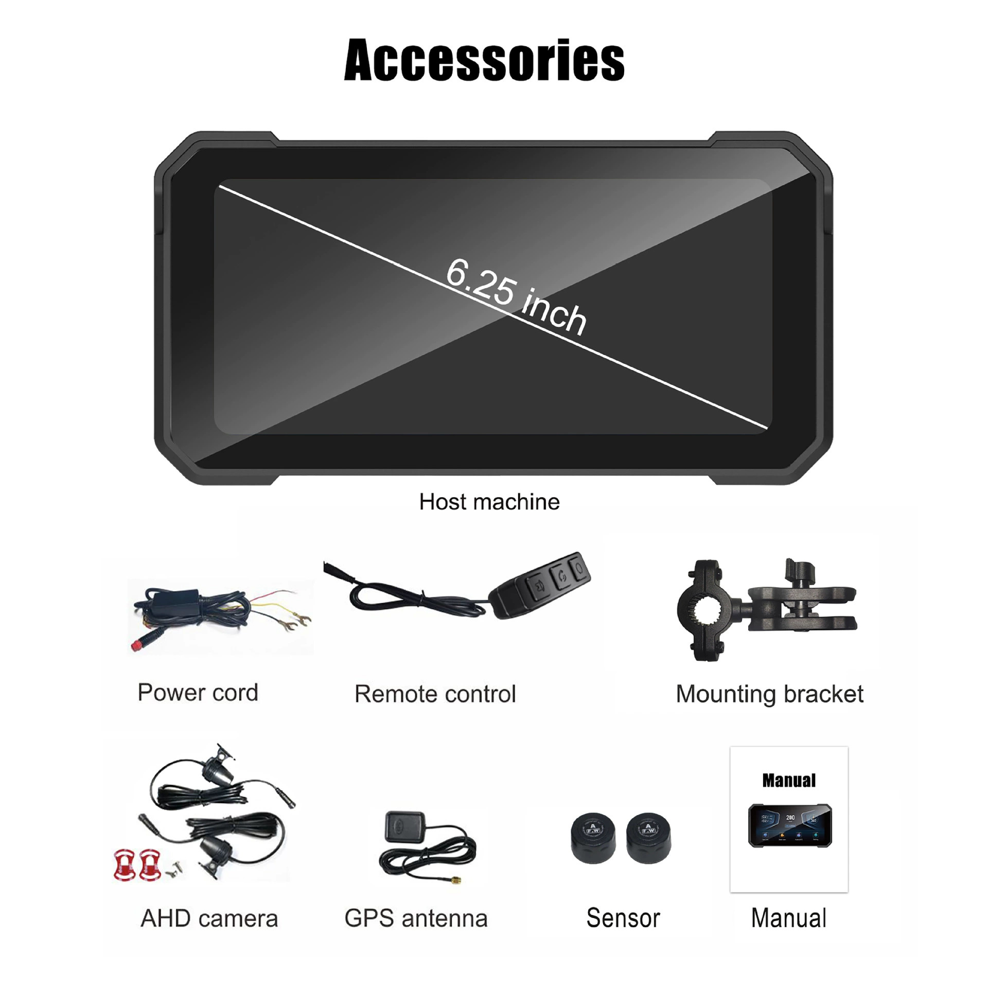 6.25inch Motorcycle Dashcam with Dual Front and Rear 4K HD BSD Motorcycle CarPlay Recorder