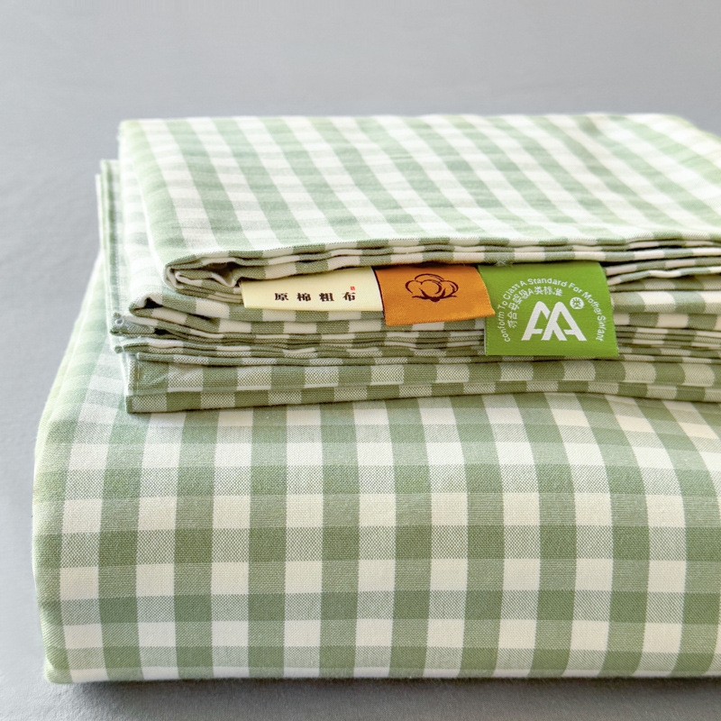 Sábana gruesa de algodón crudo de una sola pieza, juego de tres piezas de sábana individual y funda de almohada de algodón original para dormitorio de estudiantes de verano, nuevo modelo 2025.