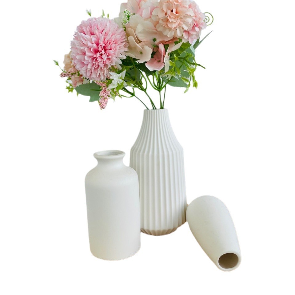 Jarrón de cerámica blanco puro para uso doméstico, jarrón simple para plantas hidropónicas, jarrón decorativo, superventas transfronterizo, estilo fresco