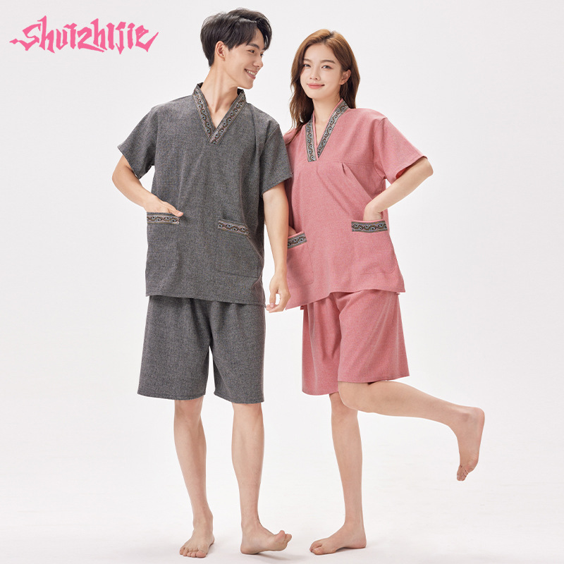 汗蒸服棉男女款新款大码高档盐蒸桑拿服洗浴浴服客人美容按摩酒店
