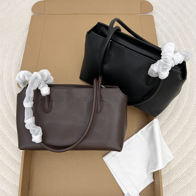 High-end original The * Row minimale leather long shoulder strap tote bag commuter versatile large-capacity shoulder bag for women