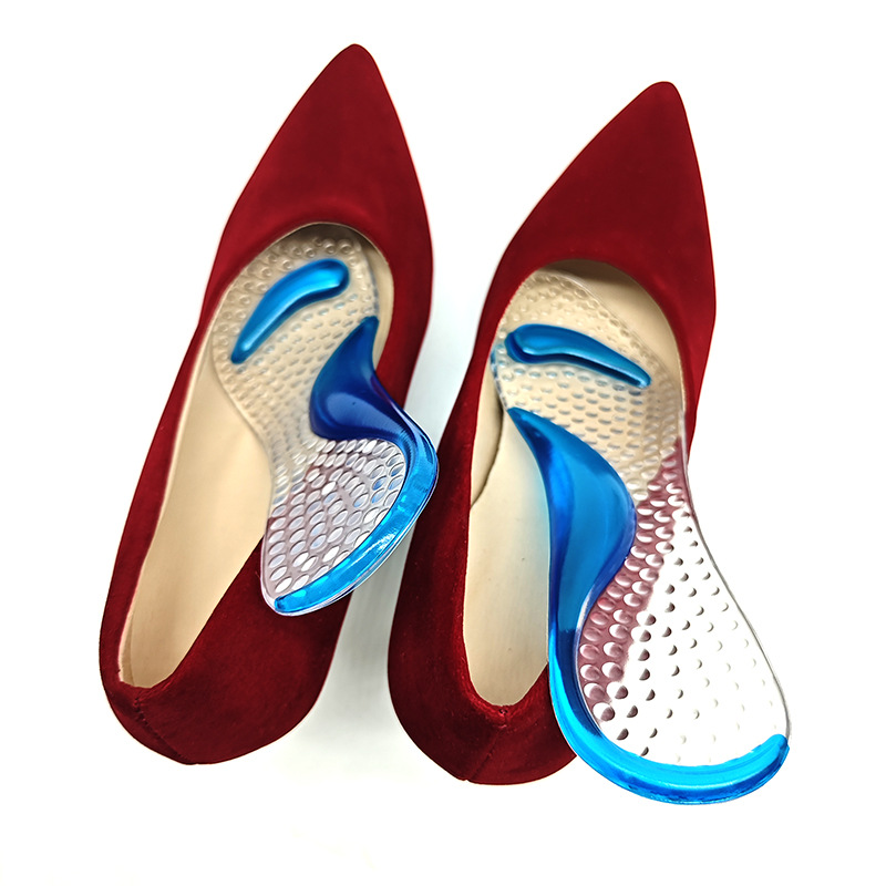 Zapatos de tacón alto gel soporte de arco engrosado almohadilla de siete puntos transparente masaje amortiguador almohadilla de arco almohadilla de pie plana para mujer