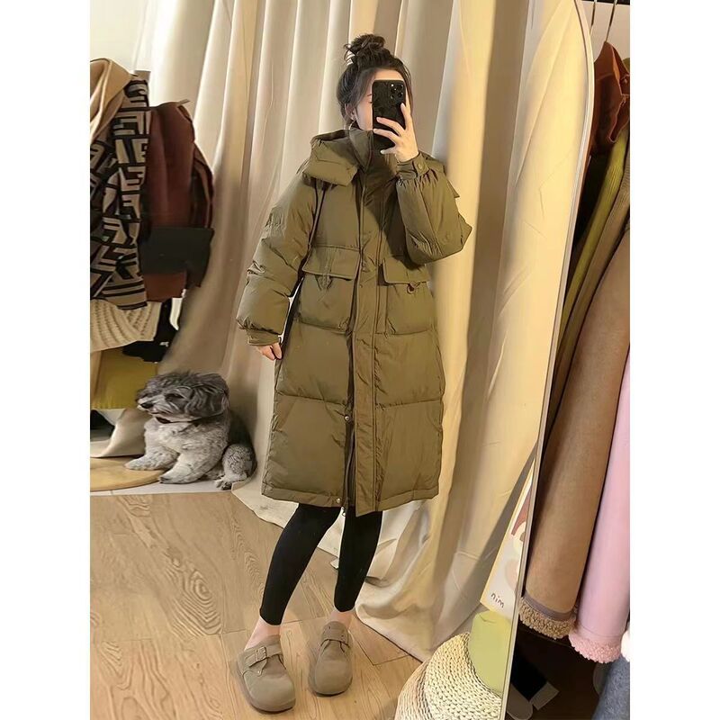 中长款过膝羽绒服女2025年冬季新款韩版宽松连帽休闲加厚抗冻保暖|undefined