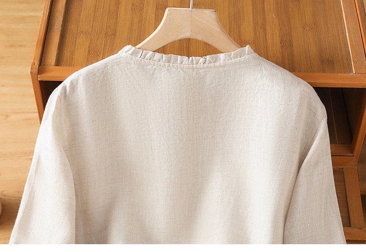 Camicia donna retro maniche lunghe con colletto a balze_voghion.com