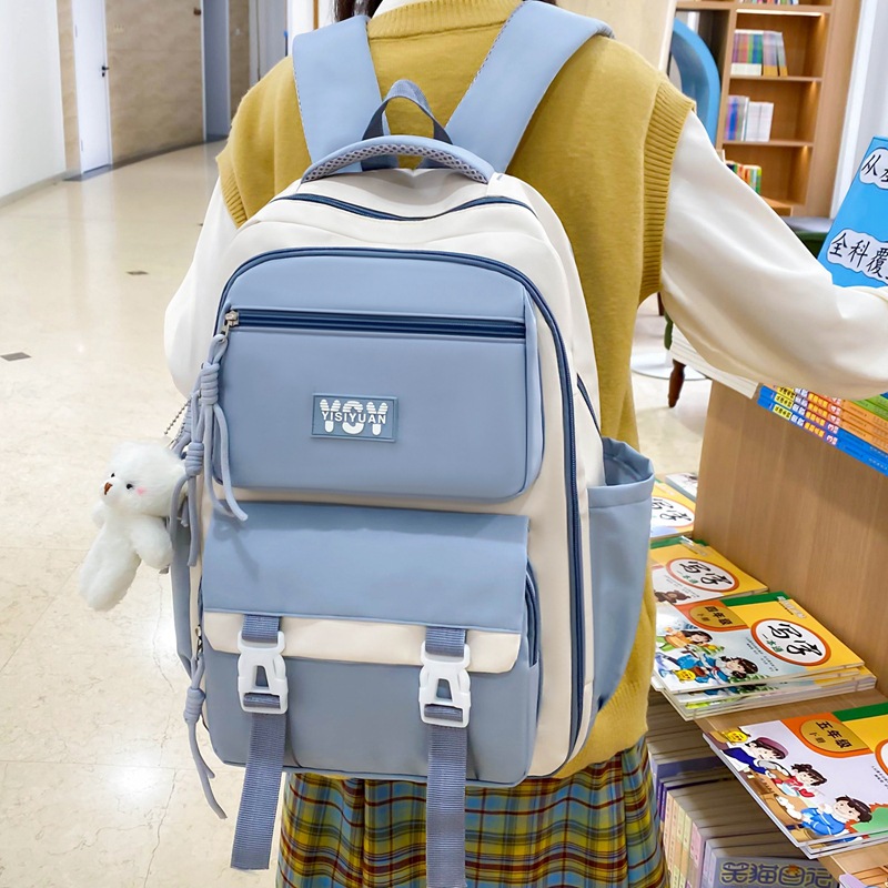 Bolsa de escuela de estudiantes coreanos de escuela secundaria, alta capacidad, color de marea, mochila de mujer, mochila multifuncional.