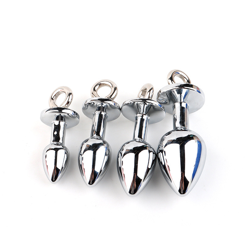 Metal Anal Plug with Diamond-Studded Pull Ring, Silver Aluminum Alloy, Wearable Design — detail image 14