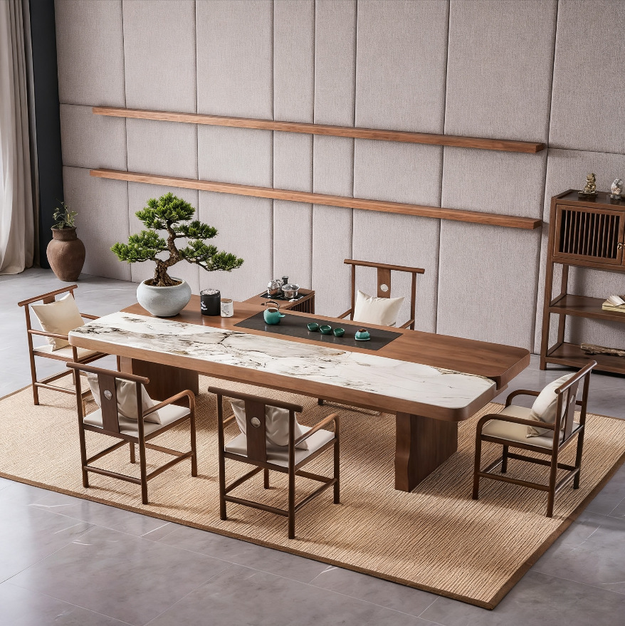 베스트 셀러: 2 M 티 테이블 + 마스터 의자 + 젠 맛 의자 * 4 + 한정 티 캐비닛