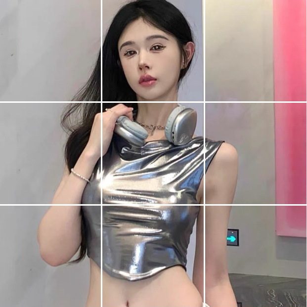 Summer Spice Girls Sexy Swing Collar silver Bright Leather Vest Women's Irregular Small Sling Top 5250 Summer Spice Girls Sexy Swing Collar silver Bright Leather Vest Women's Irregular Small Sling Top 5250