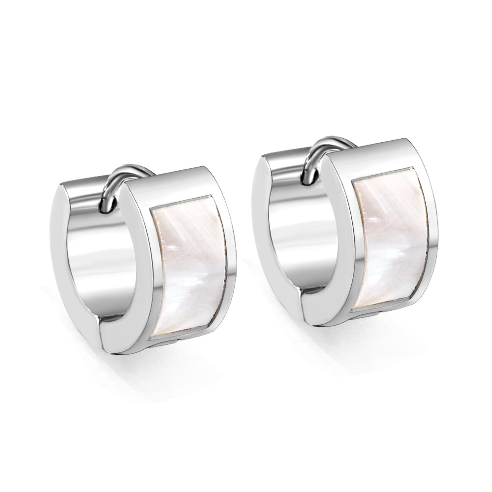 White shell round earrings EA31710AS