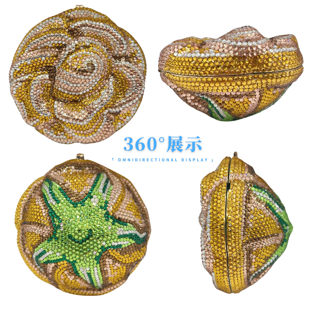 Bolsa de cristal de flores nueva redonda flor de diamante bolsas de banquete de diamante fondo plano bolsas de mano para mujeres