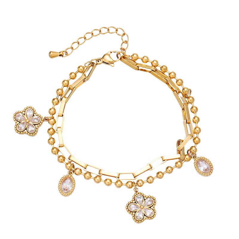 Tina Europa y los Estados Unidos transfronterizos inswind exquisita mariposa flor diseño de modelado pulsera de zircon ligera lujosa nicho joyería de mano mujer