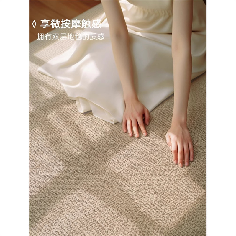 简约麻系圆形客厅地毯卧室衣帽间踩脚毯吸尘垫子房间转椅防滑地垫|undefined