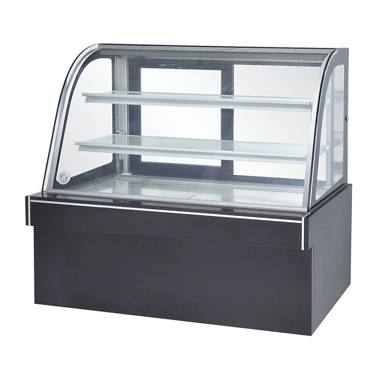 Vitrina de pastel curvo sobre la mesa Tienda de conveniencia comercial Tienda de postres Refrigerador de exhibición de postres refrigerados por aire pequeño
