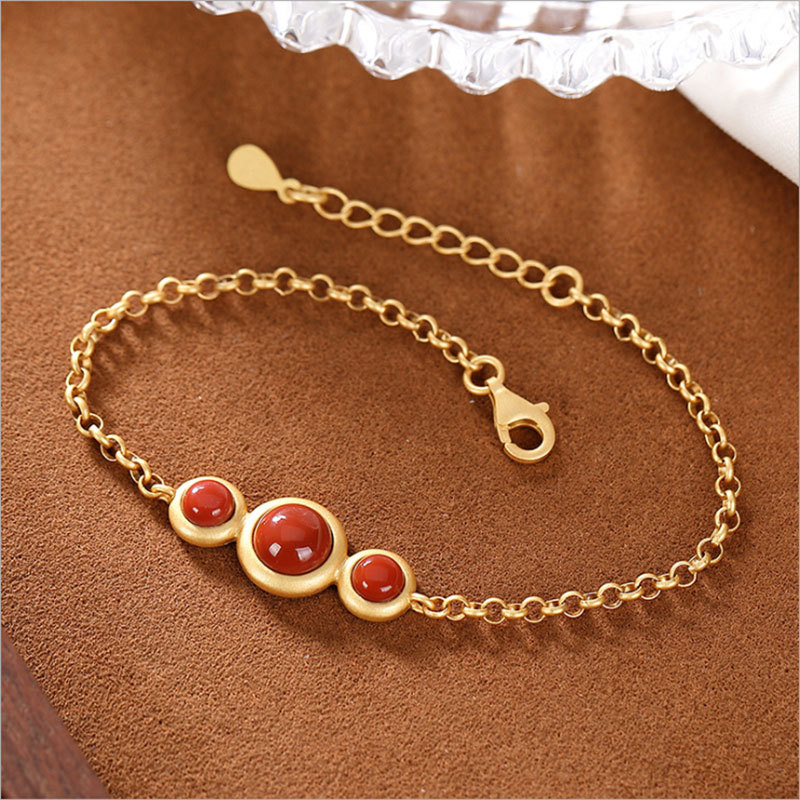 Genuine brand golden agate retro universal bracelet jade