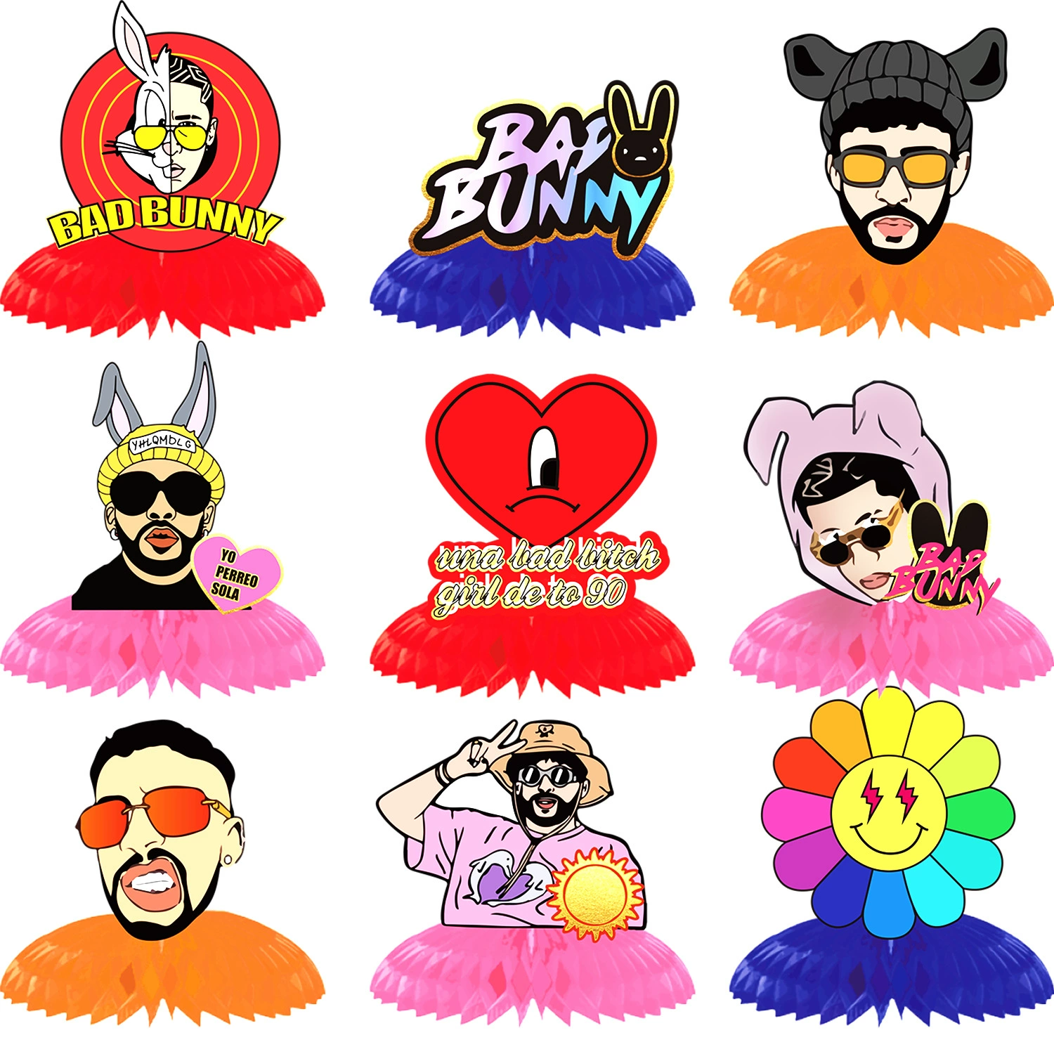Праздничный баннер с изображением Bad Bunny Bad Rabbit Laqi Singer Black Rabbit, декоративный баннер-подвеска на день рождения