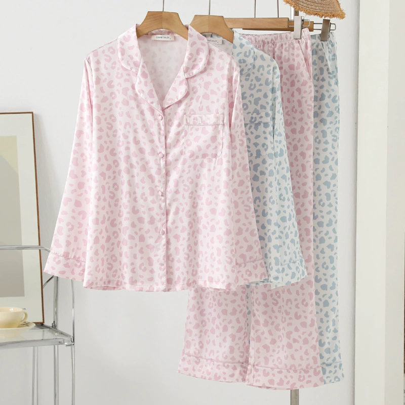 Autumn pijama, silk thin long-sleeve, set