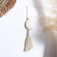 亞馬遜跨境純手工木片棉線編織  星月流蘇木珠家居臥室掛件批發