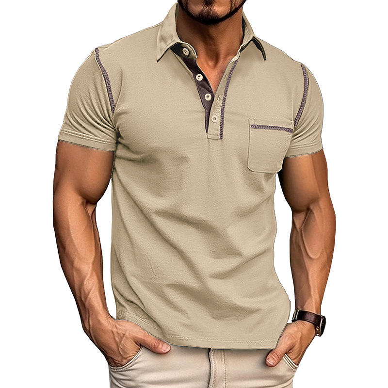 2024 verano europeo y americano hombres camisa de Polo de manga corta Comercio exterior hombres solapa camiseta transfronteriza superior color a juego polo