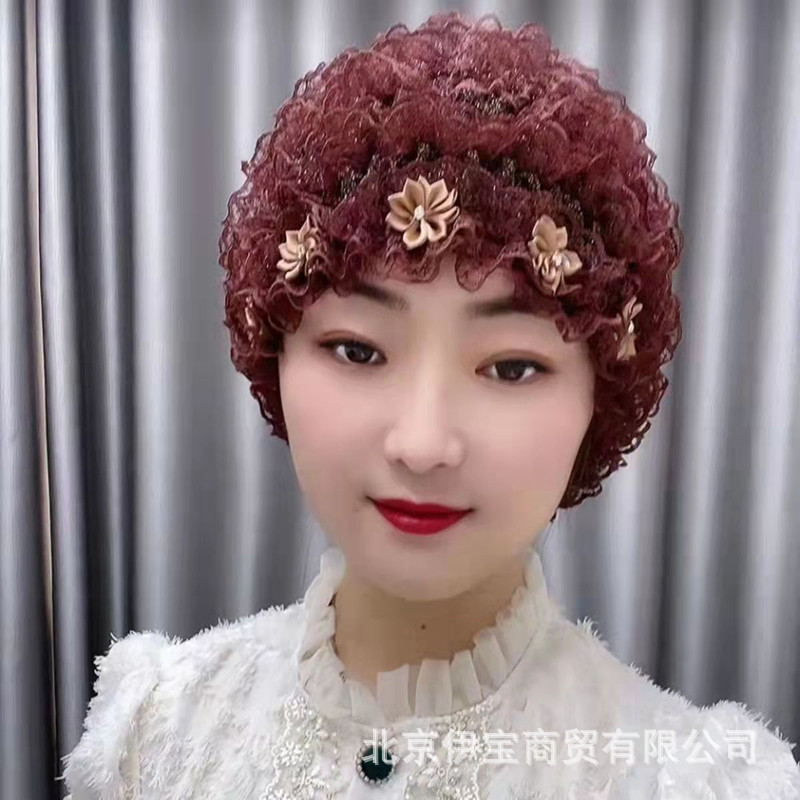帽子女美人紗頭巾彈力蕾絲遮白髮帽頭飾假髮蓋頭女回層層帽包頭
