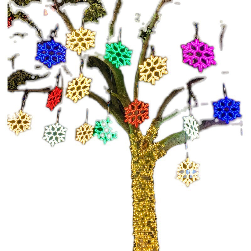 Lámpara de copo de nieve LED impermeable al aire libre de cadena de luz flexible con paisaje de copo de nieve ambiente festivo luces de colores colgantes luces decorativas de árboles