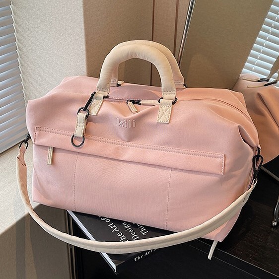 Dry and wet separation canvas travel bag, large capacity, fashionable Korean style, handheld gym bag, outdoor sports and swimming training bag