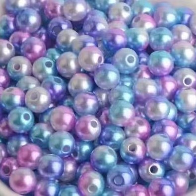6-10mm Imitation Pearl Gradient Colorful Two-Tone Straight Hole Round Beads DIY Handmade Beaded Bracelet Necklace Jewelry Accessories