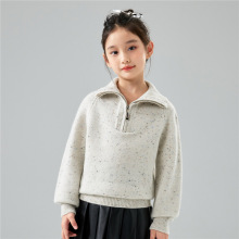 2025冬季彩点高领半拉链儿童纯羊毛衫男童秋冬中大童女童羊绒毛衣