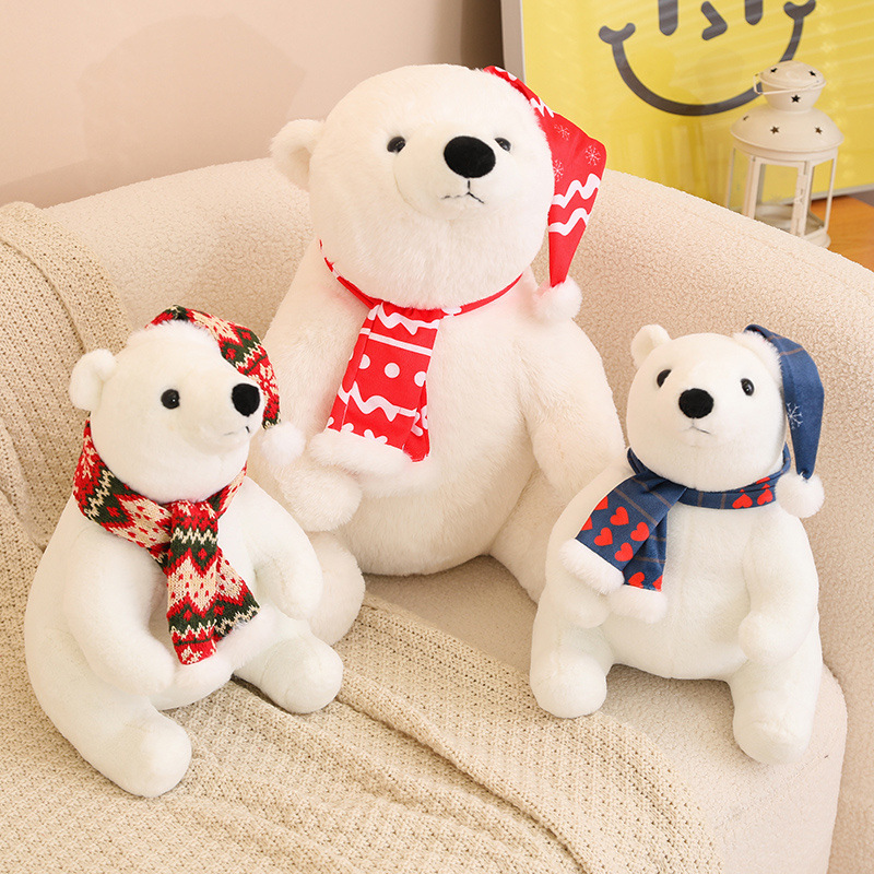 Adorable Navidad oso polar juguete muñeca marioneta muñeca de tela abrazar oso regalo infantil transfronterizo