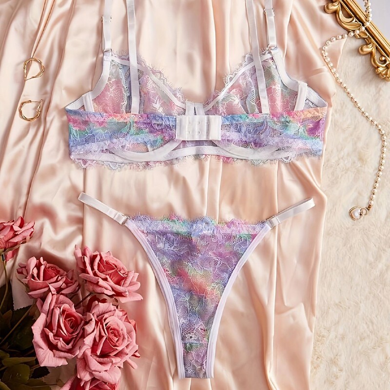Sexy Lingerie European and American Style Embroidered Floral Push-Up See-Through Sexy Bra Set Plus Size Bra Set for Women