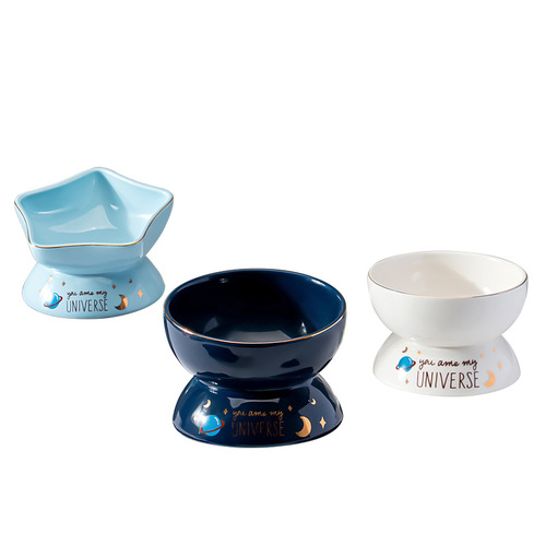 New cat ceramic bowls starry sky series cat bowls and dog bowls small and medium-sized dog feeding bowls drinking bowls pet cat supplies