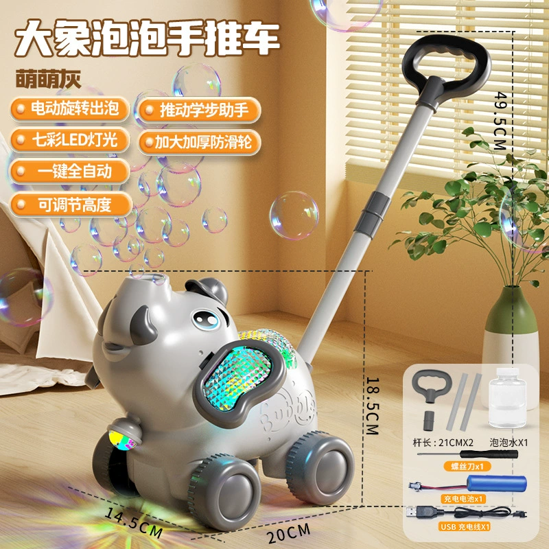 Bubble Cart Dinosaur Toy with Bubble Machine and Rabbit Animals - Push Walker, Finger-Push Game