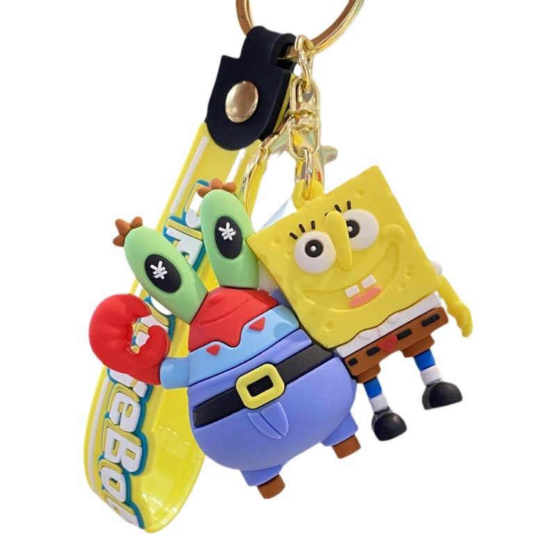 Esponja de dibujos animados bebé llavero lindo Paida estrella muñeca colgante par bolsa apertura temporada coche pequeño regalo