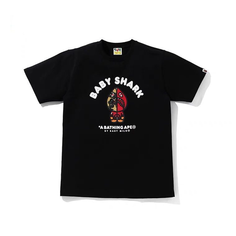 Cross-border wholesale new fashion brand men's BAPE cartoon shark letters men and women printed short sleeve T-shirt top half sleeve