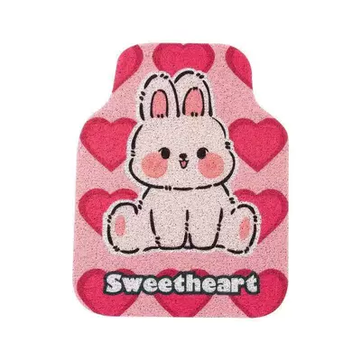 car mat universal girl | Universal Foot Pad - pink-heart-white-rabbit-5065-1-piece-of-wire-circle-front-row
