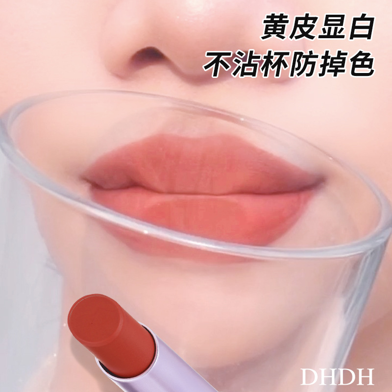 DHDH seda niebla no tacha lápiz labial no seco temperamento fuerte polvo gris blanco vigor maquillaje de belleza maquillaje lápiz labial para mujeres