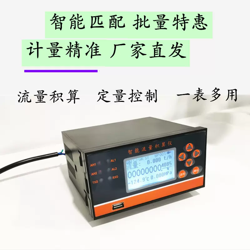 智能流量积算仪显示仪 脉冲或电流输入220V/24V 涡轮涡街流量计