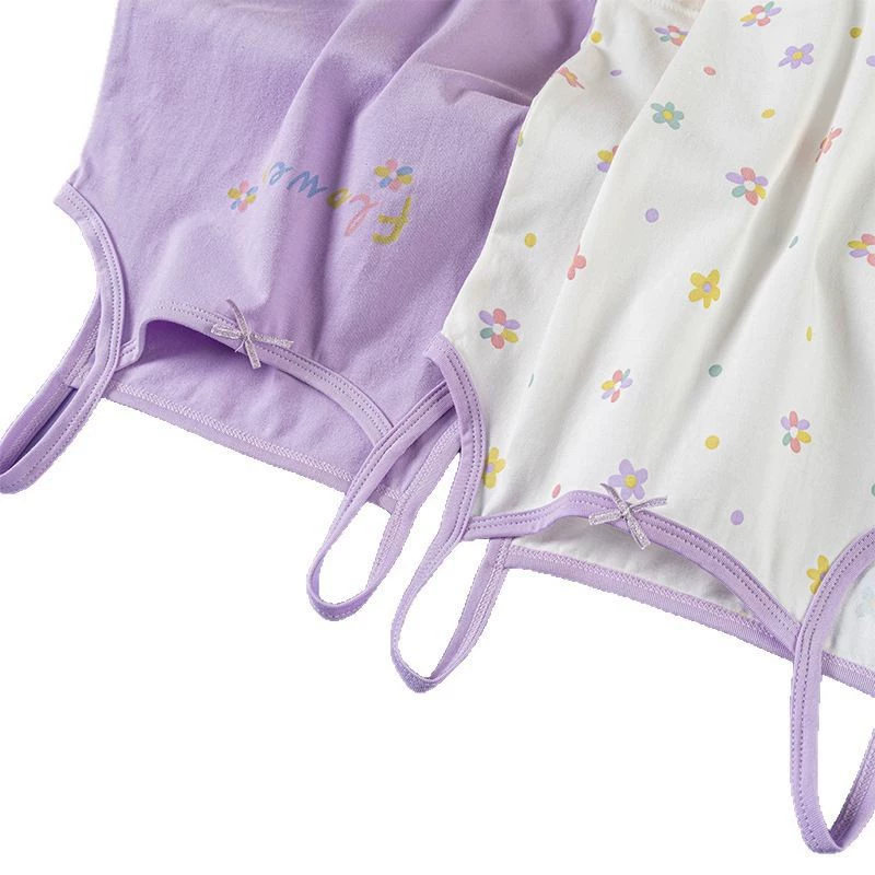 Summer thin children's cotton top with cups with bow