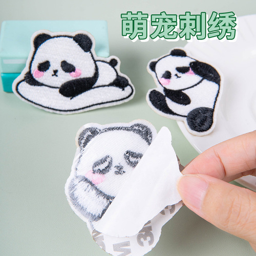 Computer embroidery cartoon panda embroidery patch stickers clothing accessories self-adhesive cloth stickers DIY children's clothing decoration stickers