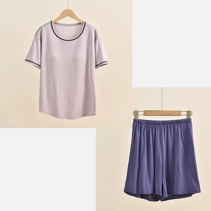 Thin set, summer silk top with cups, pijama, with short sleeve, plus size