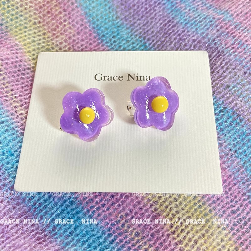 夏の落書き〜ピアスのない女性のためのカラフルな花のイヤークリップ 2023 新しいホットスタイル y2k 気質甘いイヤリング