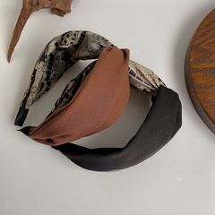 Retro luxury brand high-end color-blocked cross-knotted headband versatile temperament hair accessory Korean new wide headband