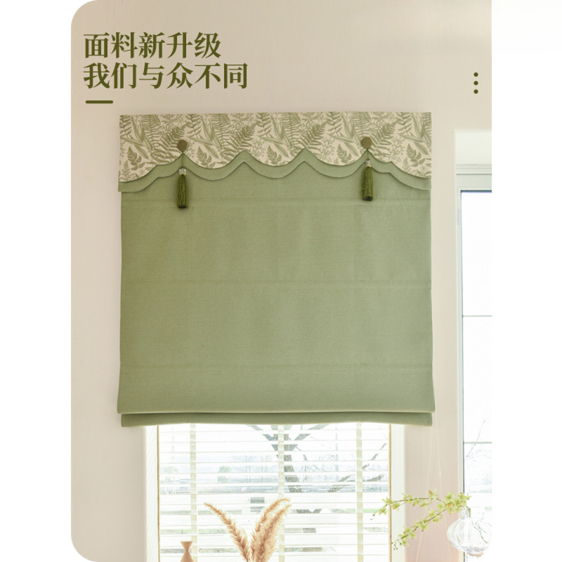 French Retro Fresh Green Splicing Roman Blinds Folding Blinds Blackout Curtains Printed Small Window Lift Blinds French Retro Fresh Green Splicing Roman Blinds Folding Blinds Blackout Curtains Printed Small Window Lift Blinds