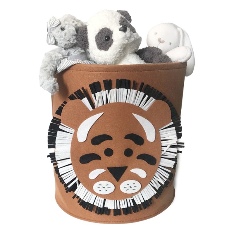 Cesto de almacenamiento de fieltro con diseño de animales de dibujos animados, de gran capacidad, de alta calidad, popular en Corea, lavable, para ropa sucia
