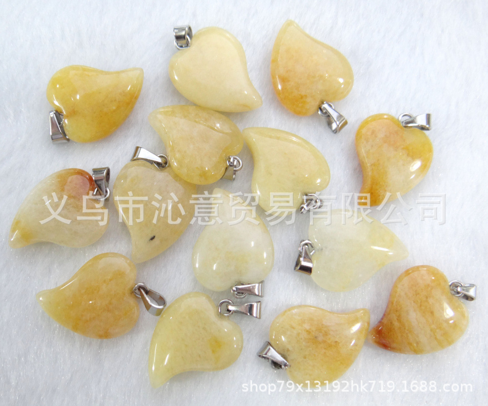 Venta caliente en forma de corazón colgante natural cristal Rosa ágata piedra torcida corazón colgante melocotón corazón collar accesorios Diy