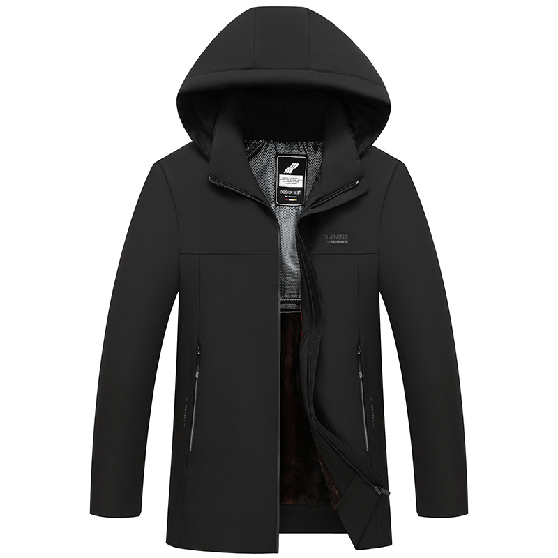 Abrigo de invierno grueso forrado de lana Abrigo acolchado de algodón de los hombres de grafeno sombrero desmontable abajo chaqueta papá Abrigo acolchado de algodón ropa de hombre