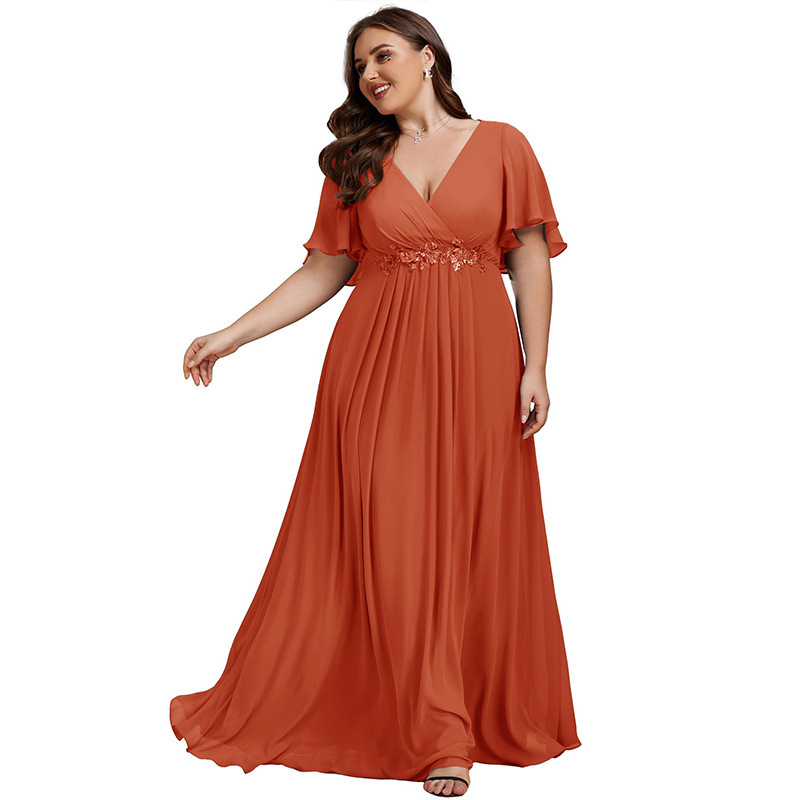 2026 European Cross-Border Amazon Dress Chiffon Floral Long Dress Bridesmaid Evening Dress Women's High-Waisted Maternity Dress