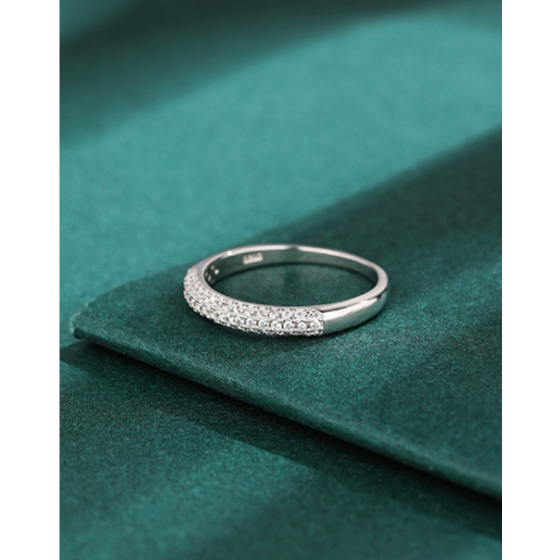 Anillo de Plata de Ley 925 fila diamante personalidad temperamento nicho diseño luz lujo alto grado sentido dedo índice anillo femenino cerrado anillo de cola